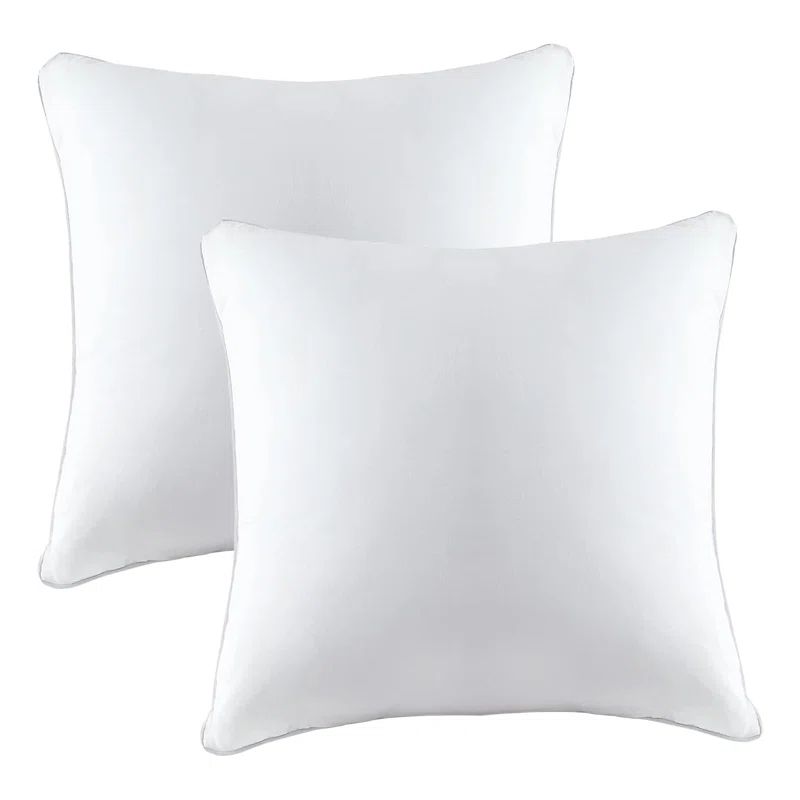 White Down Feather Filled 22" Square Throw Pillow Inserts, Set of 2