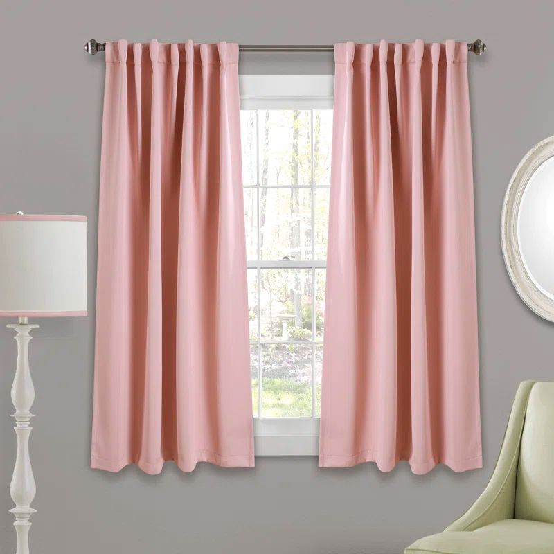 Pink Polyester Blackout Nursery Window Panels with Rod Pocket