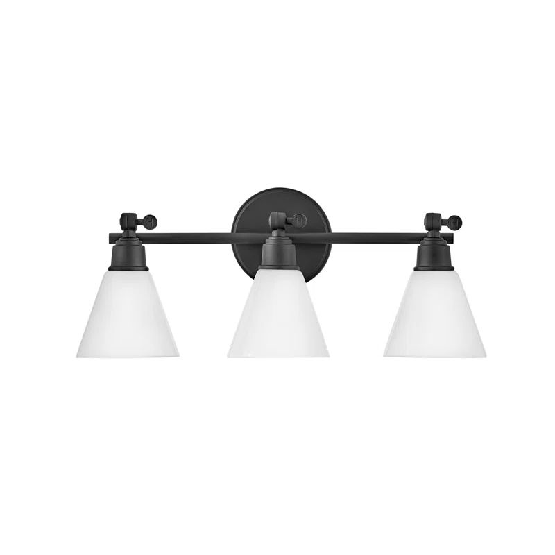 Arti Adjustable 3-Light Black Vanity with Opal Glass