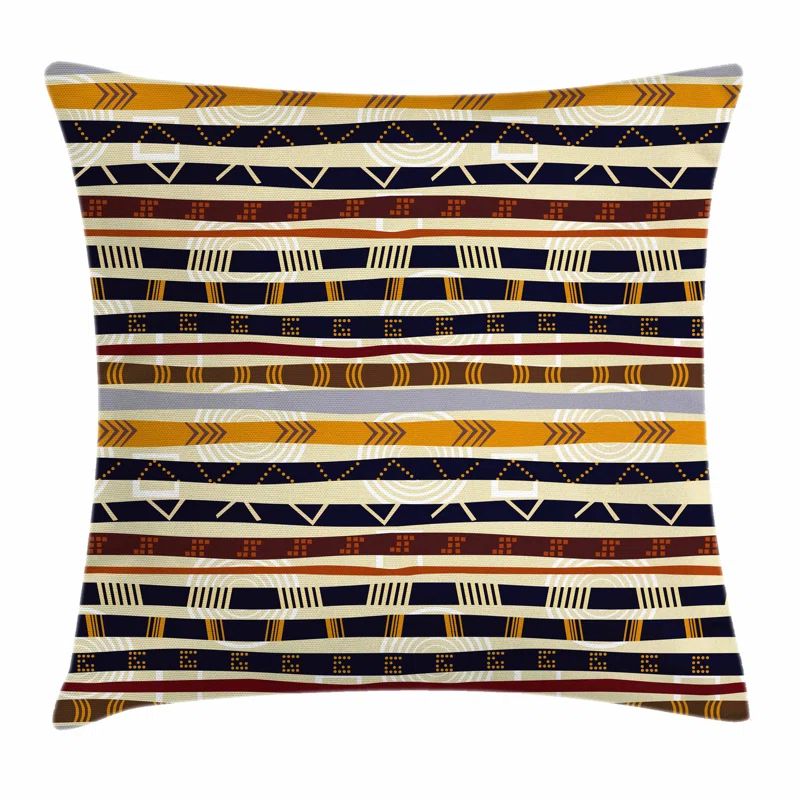 Modern Geometric Striped Polyester Throw Pillow