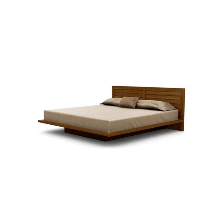 Saddle Cherry Queen Solid Wood Platform Bed with Headboard