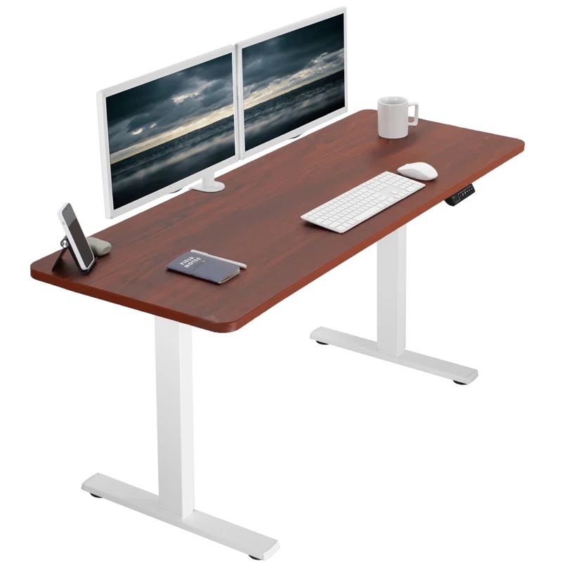 Electric Adjustable Height 71'' Dark Walnut Standing Desk with Memory Preset