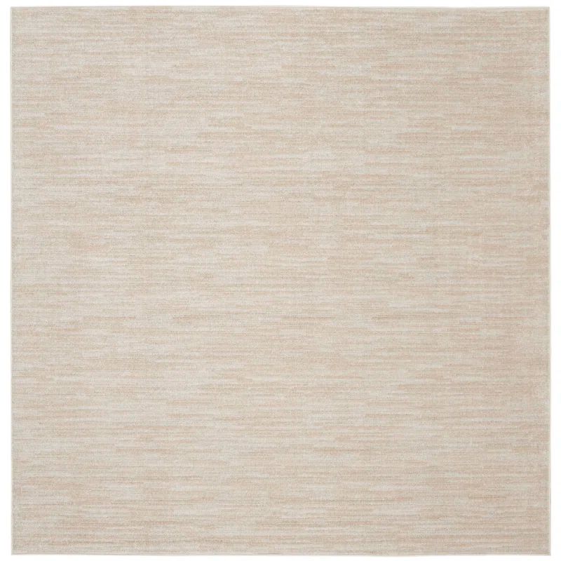 Elegant Ivory-Beige Square Indoor/Outdoor Synthetic Area Rug 7x7