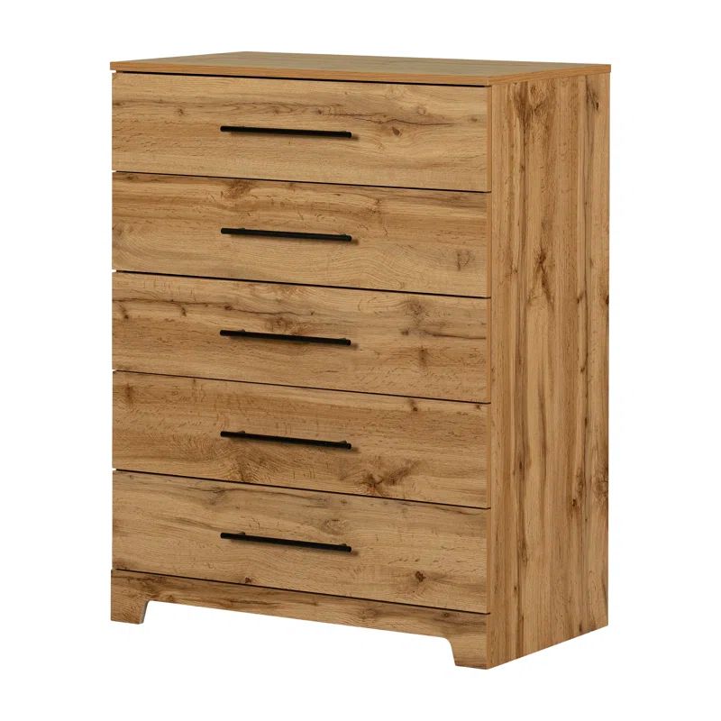 Nordik Oak Light Brown Vertical 5-Drawer Double Dresser