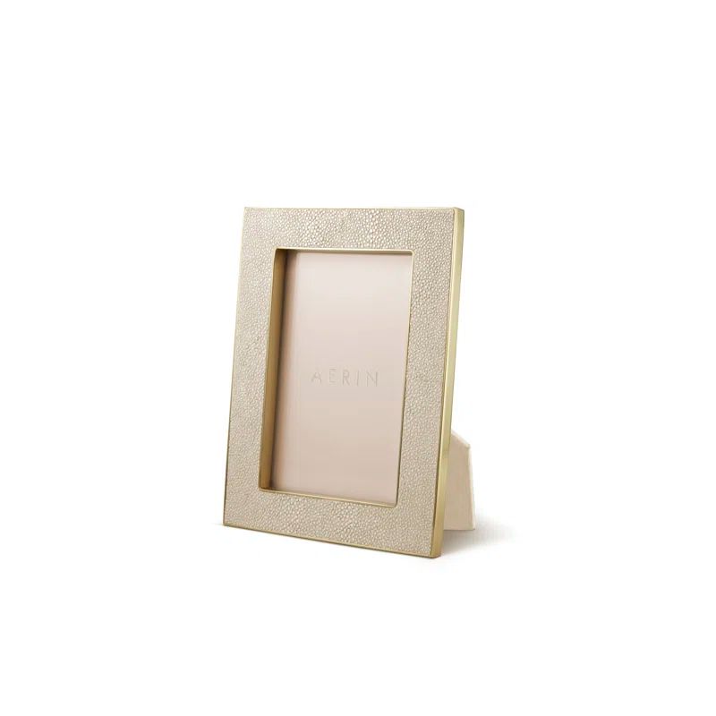 Classic Cream Shagreen 5x7 Picture Frame with Brass Trim