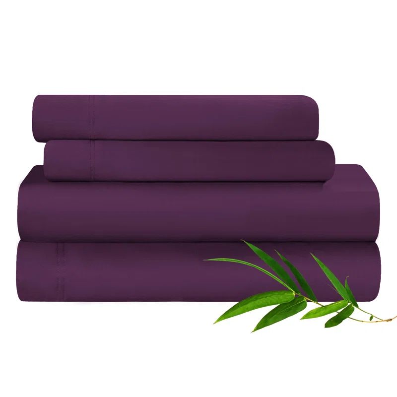 Luxurious Purple Split King Bamboo Cotton Deep Pocket Sheet Set