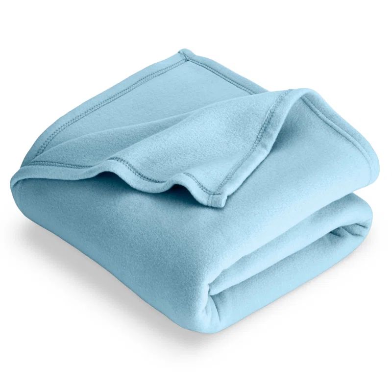 Light Blue Twin Fleece Reversible Blanket