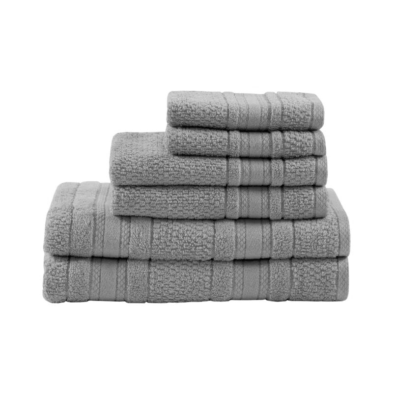 Silver Fast-Drying Cotton 6-Piece Towel Set