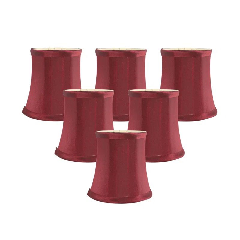 Red Silk Bell Clip-On Chandelier Shades, Set of 6