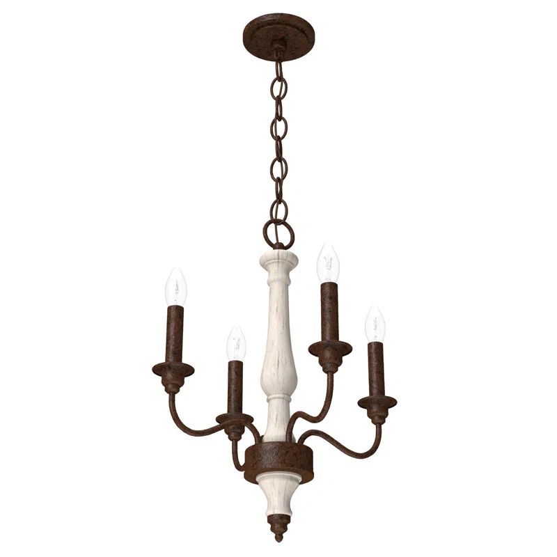 Distressed White Mini Chandelier with French Country Elegance