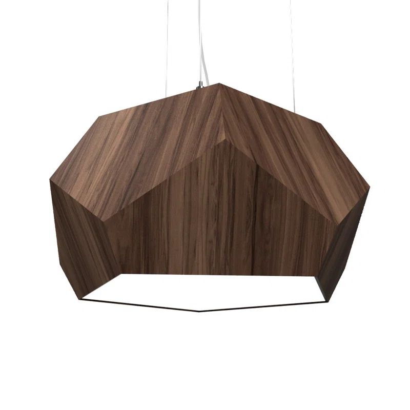 American Walnut Geometric Pendant Light with LED