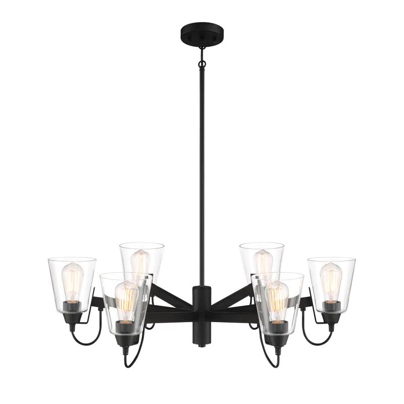 Coal Nickel 6-Light Chandelier with Clear Glass Shades