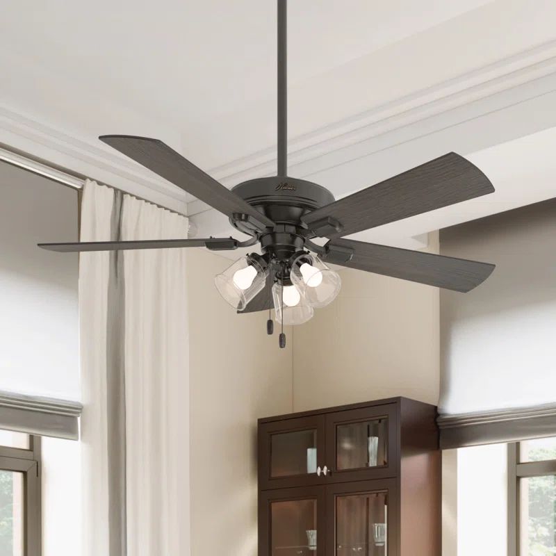 Hunter Crestfield Low Profile 52" Bronze Ceiling Fan with LED Lights