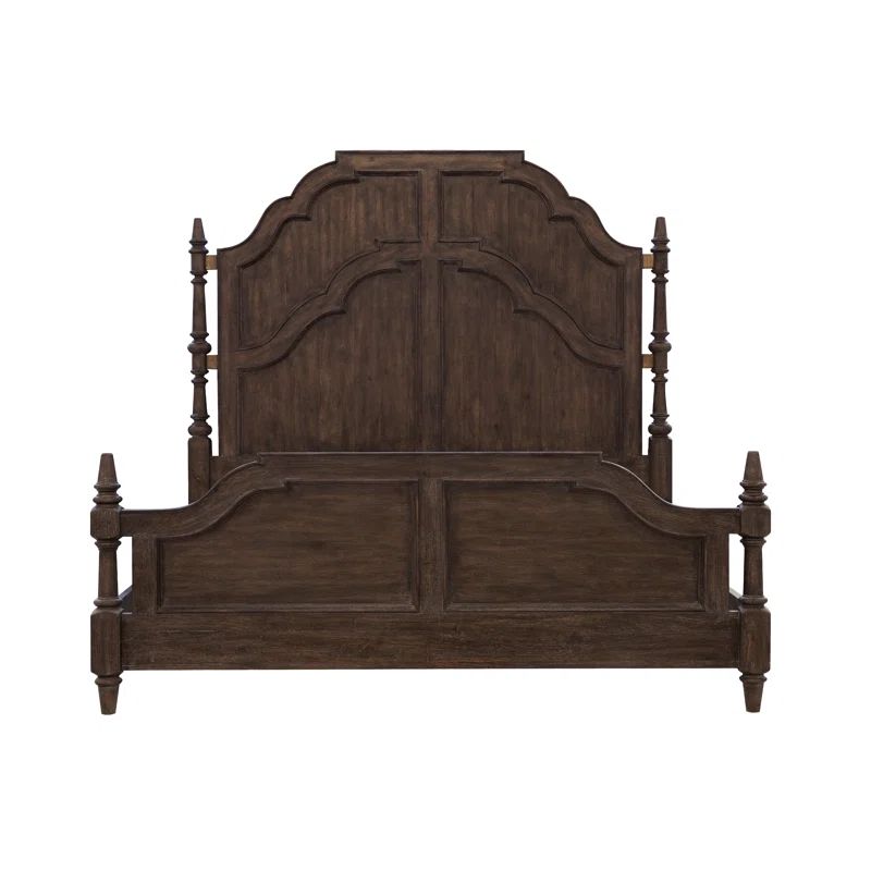 Revival Row Brown King Wood Panel Bed with Headboard