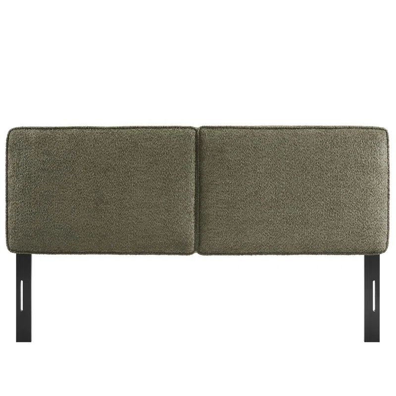 Lindee Sage Boucle Upholstered King Headboard with Solid Wood Legs