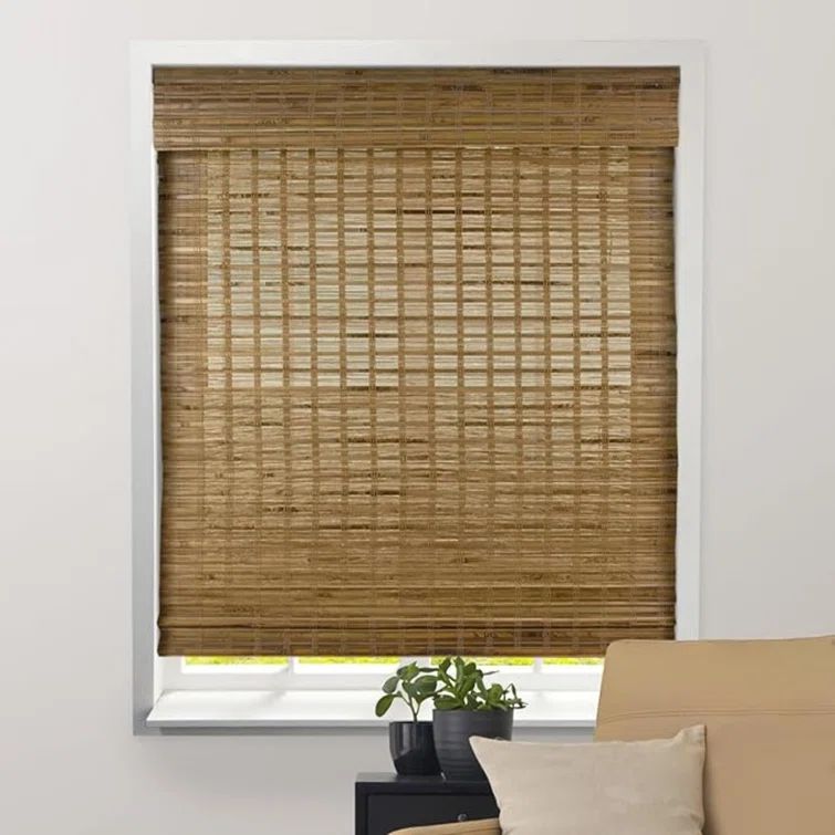 Cordless Blackout Woven Bamboo Roman Shades, 34" x 60"