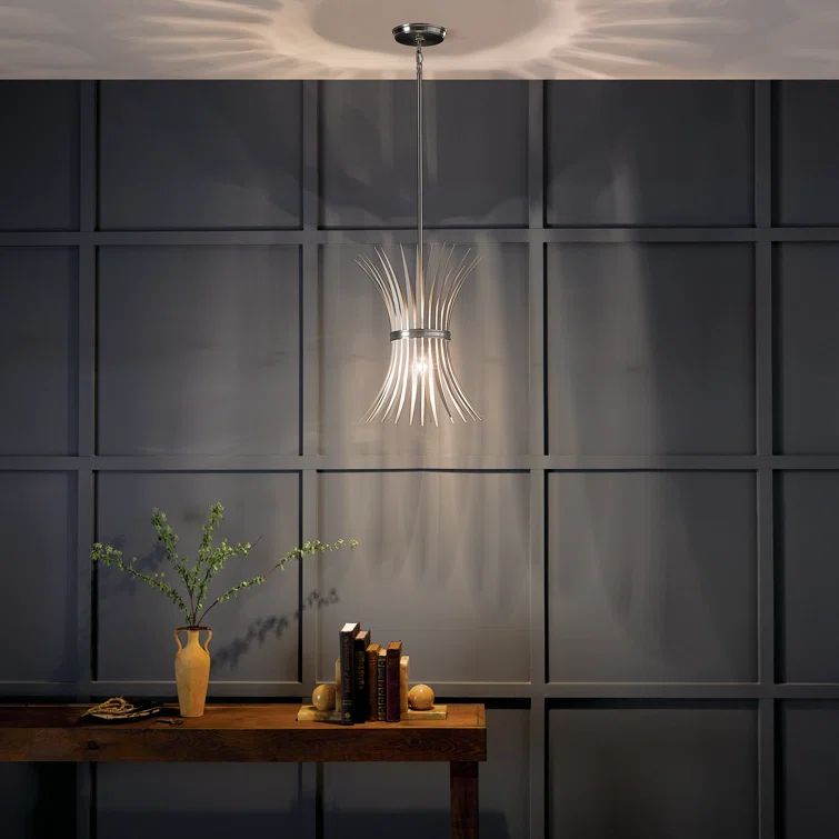 Baile Brushed Nickel Mini Pendant with Vintage Wheat Motif