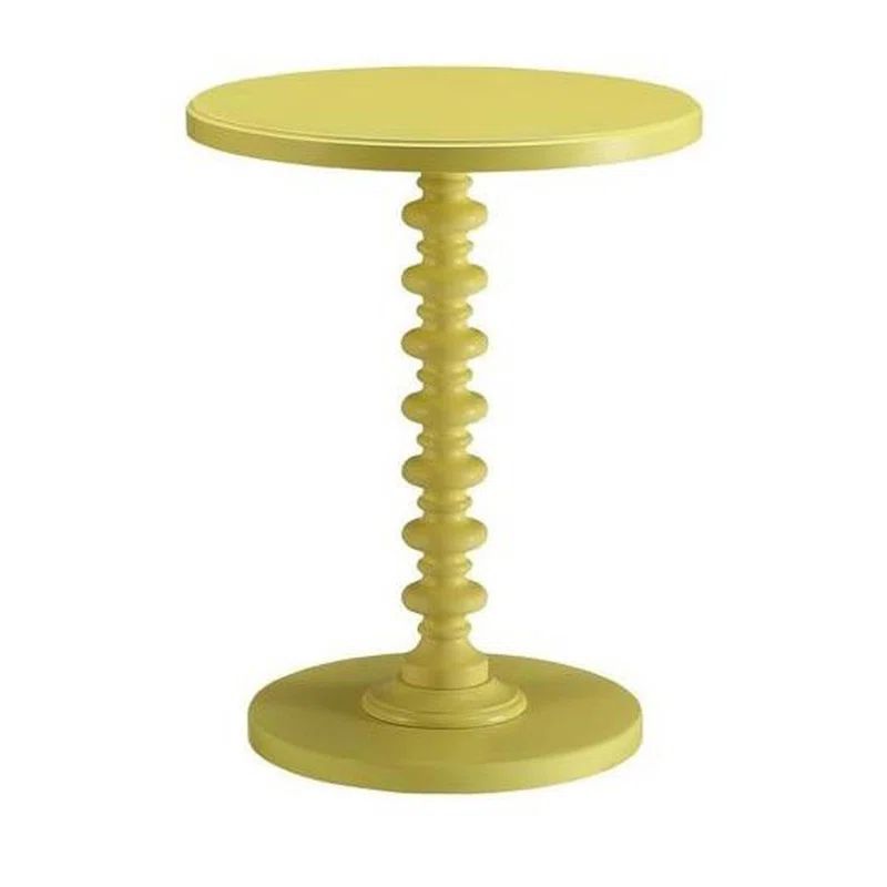 Fiama Yellow Solid Wood Round Pedestal End Table