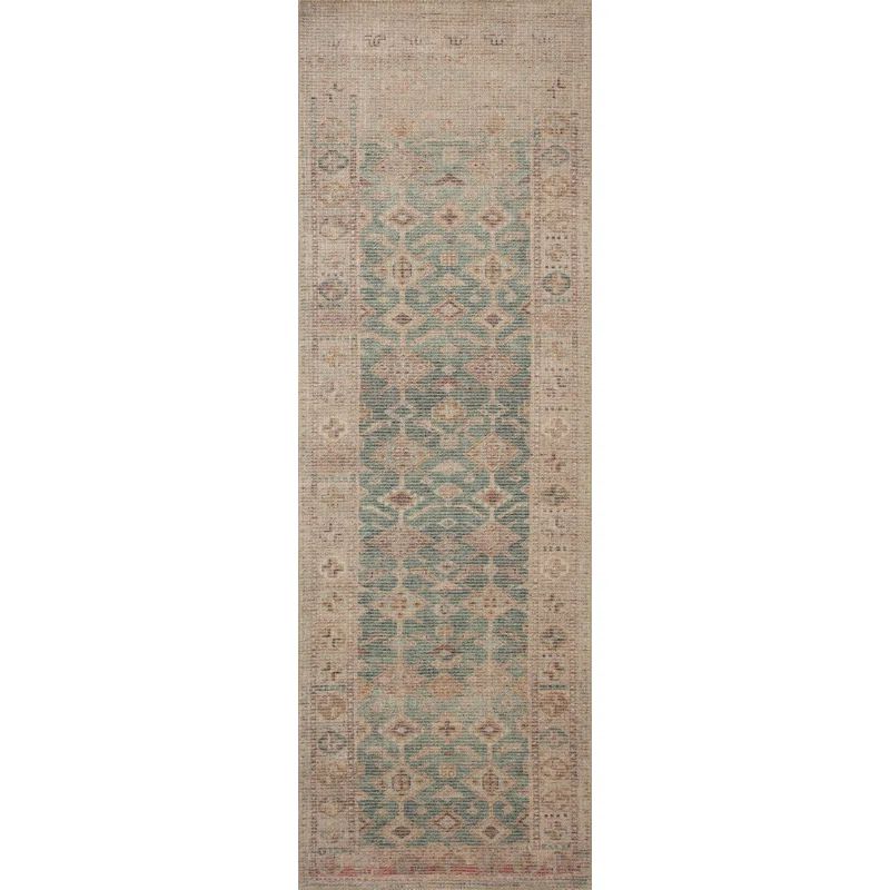 Aubrey Aqua and Sand Vintage-Inspired Runner Rug
