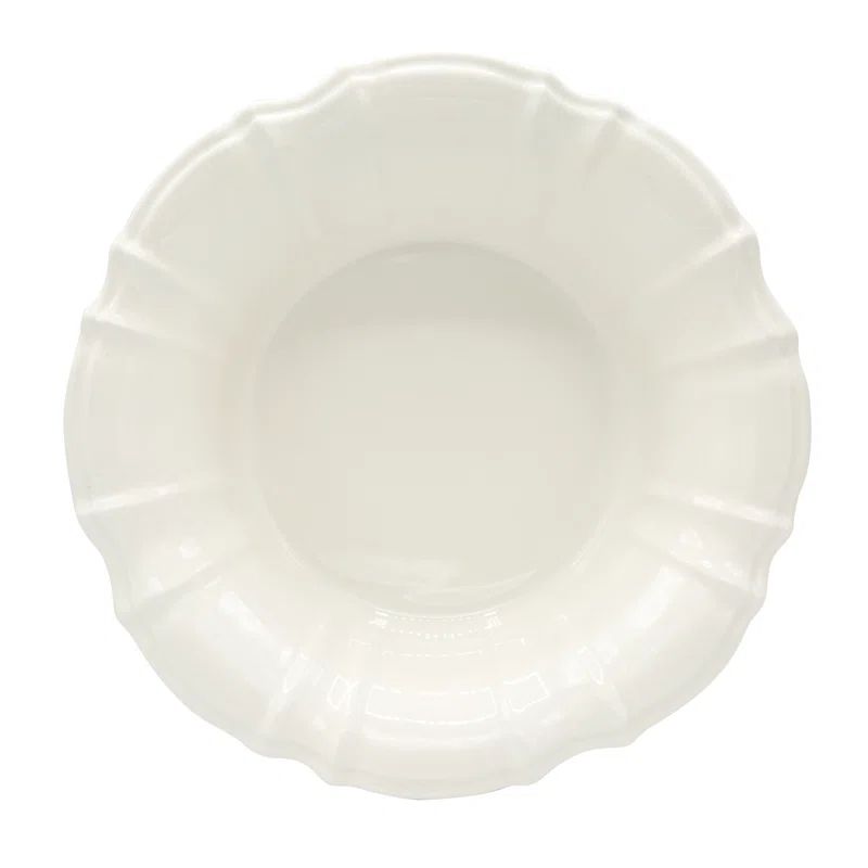 Elegant Chloe Ceramic Serving Bowl 9.84" White - Microwave & Dishwasher Safe
