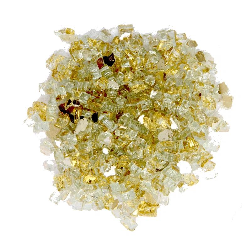 Gold Reflective Fire Glass for Outdoor Fire Pits, 20 lbs