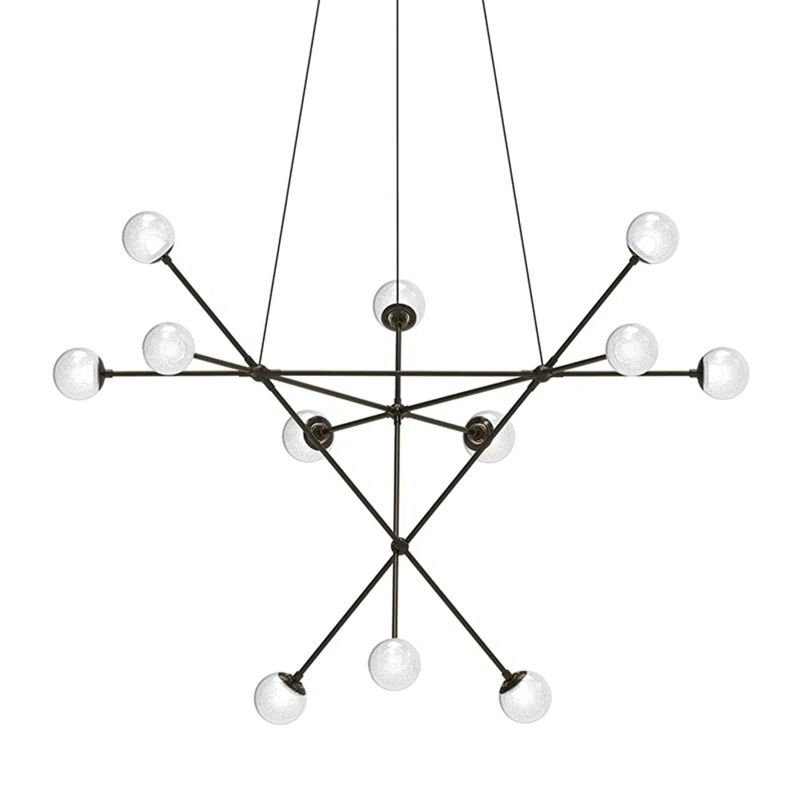 Proton 12-Light LED Sputnik Globe Chandelier in Polished Black Nickel