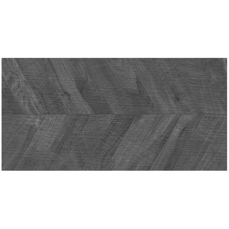 Auburn Chevron 24x48 Matte Black Porcelain Floor and Wall Tile