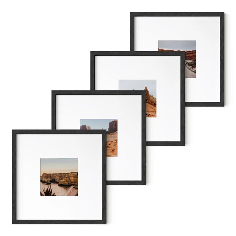 Black Oak Wood 8" x 8" Picture Frames Set of 4