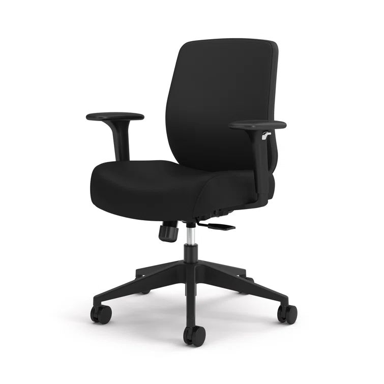 Black Adjustable Mesh Fabric Task Chair with Swivel Base