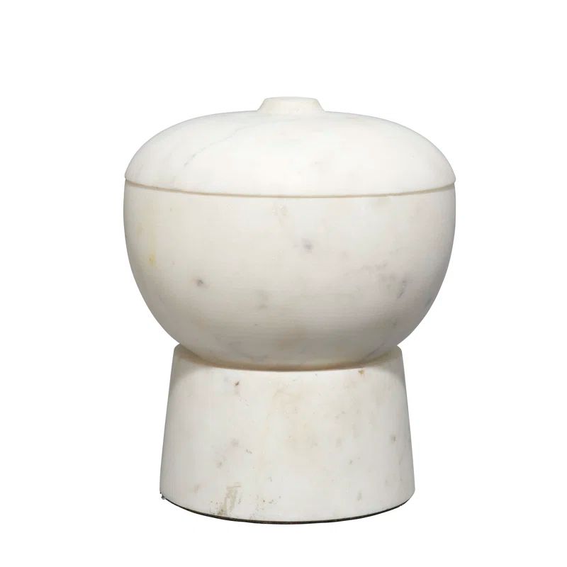 Handcrafted White Marble Decorative Storage Box with Lid