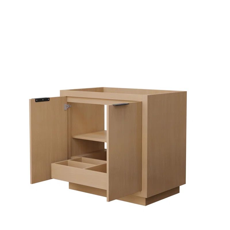 Maroni Light Straw and Matte Black Freestanding Single Bathroom Vanity