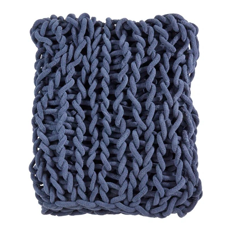 Navy Blue 50 x 60 in. Chunky Knit Cozy Throw Blanket