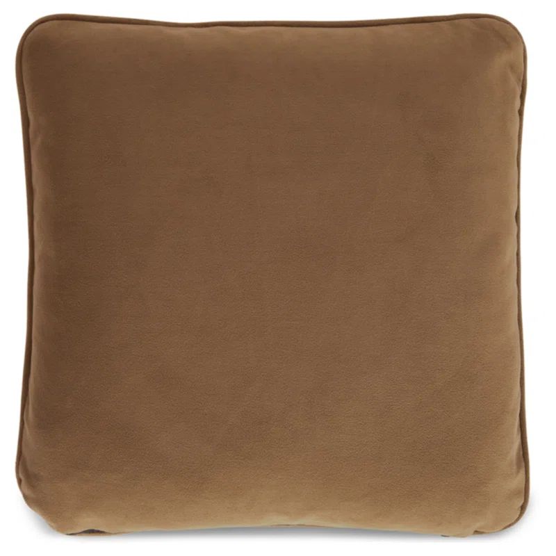 Honey Brown 20" Square Polyester Pillow with Feather Fill