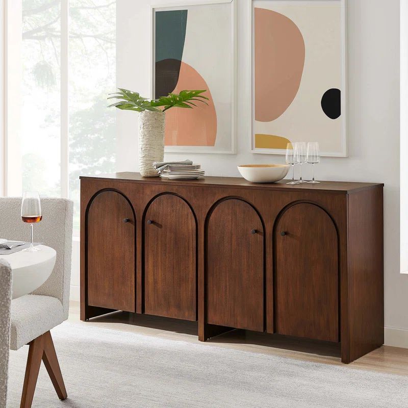 Appia Walnut Wood Veneer 71" Sideboard with Arched Doors