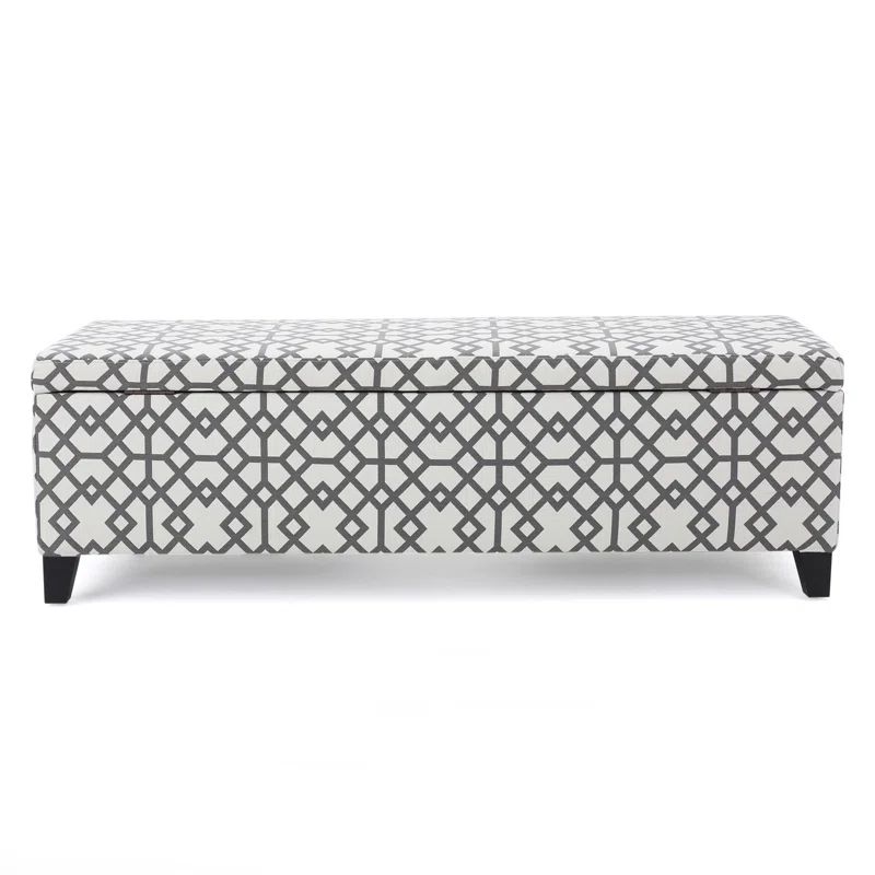 Clor Grey Geometric Fabric Storage Ottoman