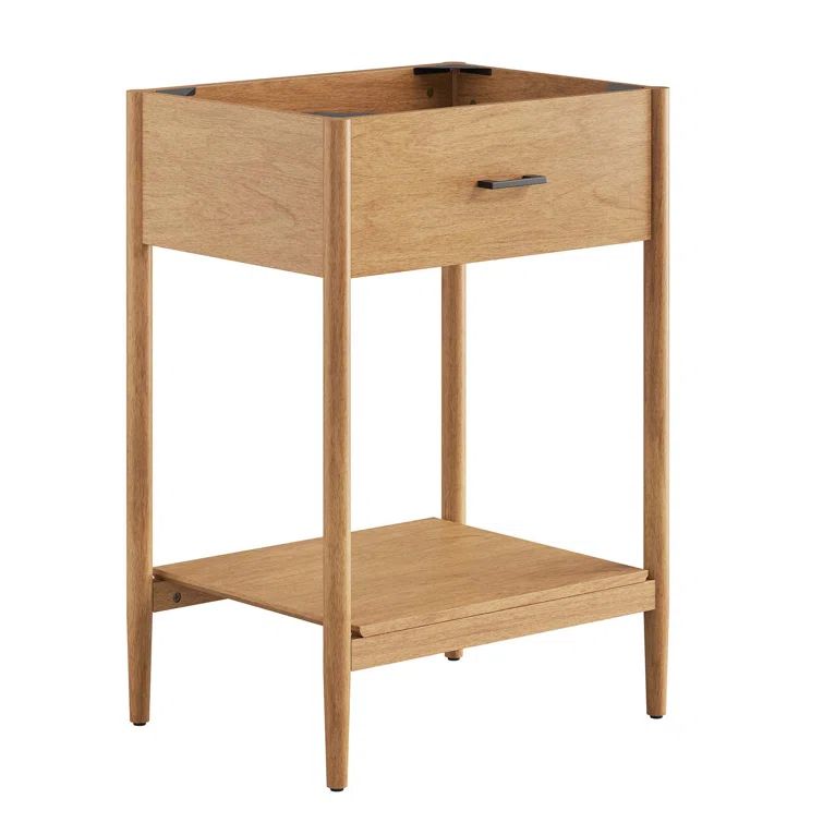 Zaire Natural Wood Grain Mid-Century Bathroom Vanity Cabinet