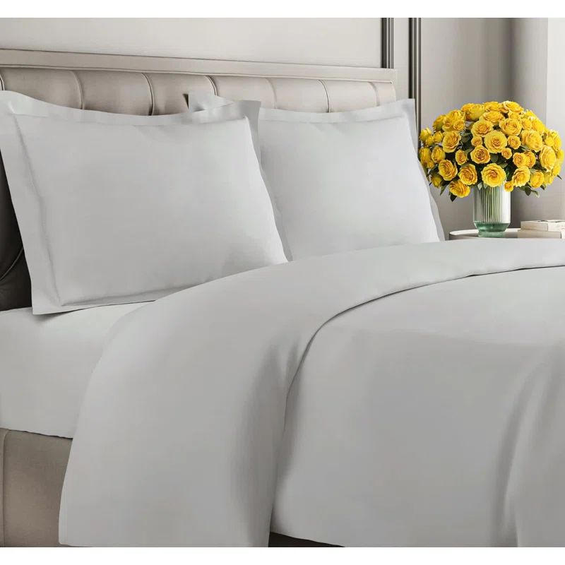 King Size Light Grey Microfiber Duvet Cover Set with Pillow Shams