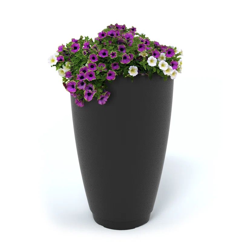 Caprio 26" Tall Square Black Resin Planter with Self-Watering Feature
