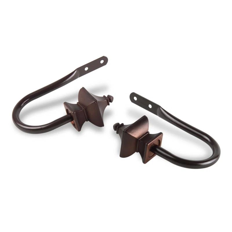 Cocoa Nickel Finish Metal Resin Curtain Holdback Set