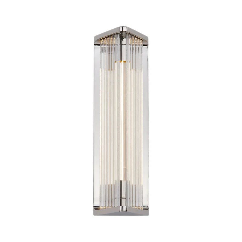 Polished Nickel Ribbed Glass LED Bath Bar