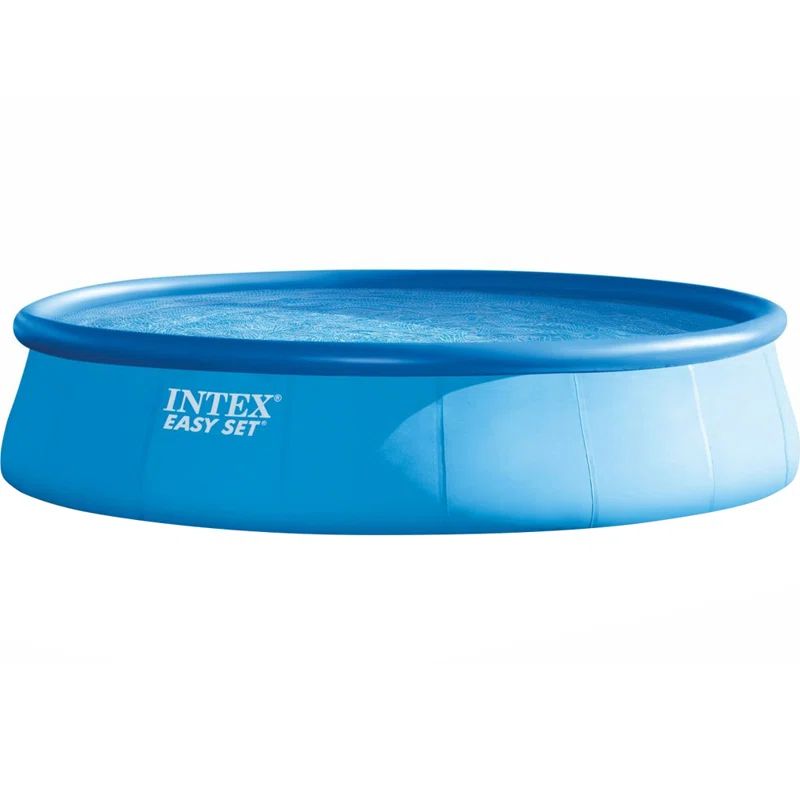 18ft x 48in Blue Inflatable Round Above Ground Pool Set with Pump and Ladder