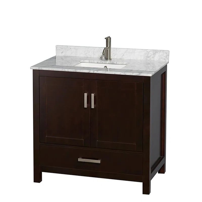 Sheffield Espresso 36'' Freestanding Single Bathroom Vanity with Stone Top