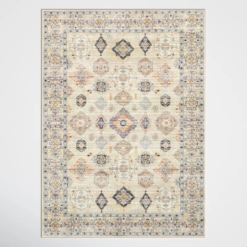 Park Forest Beige and Gray Washable Traditional Area Rug