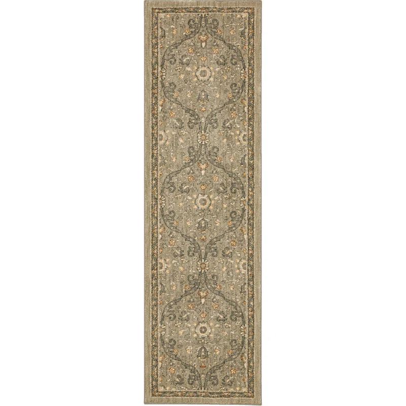 Gray Synthetic Easy Care Stain-Resistant Runner Rug 2'4" x 7'10"