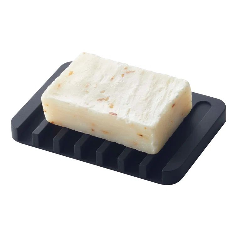 Black Self-Draining Silicone Soap Tray