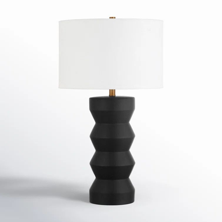Carlin 26.5" Matte Black Ribbed Ceramic Table Lamp with Voice Control