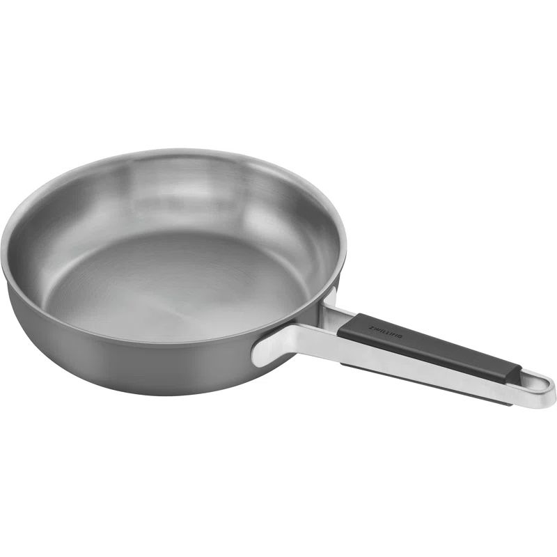 9.5-Inch Gray Stainless Steel Nonstick Fry Pan with Ceramic Coating
