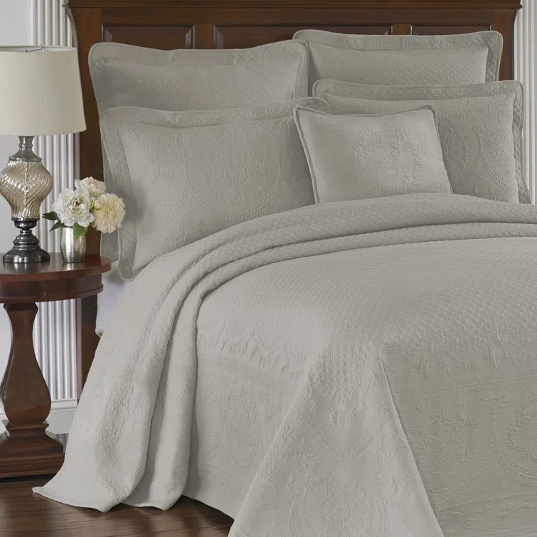 King Organic Cotton Reversible Gray Bedspread Set