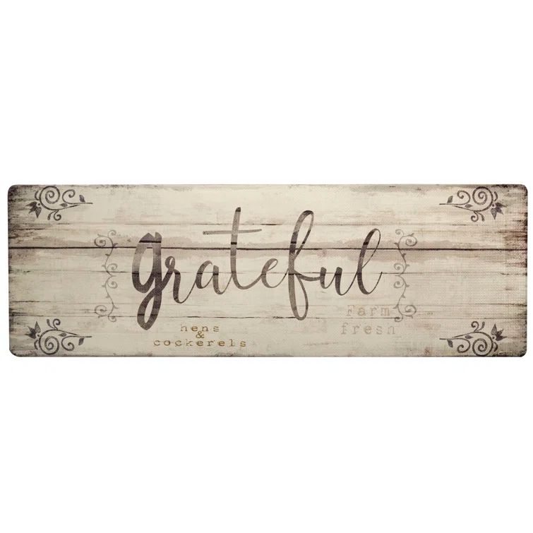 Grateful Rustic Floral Anti-Fatigue Kitchen Mat, 17.5"x55"