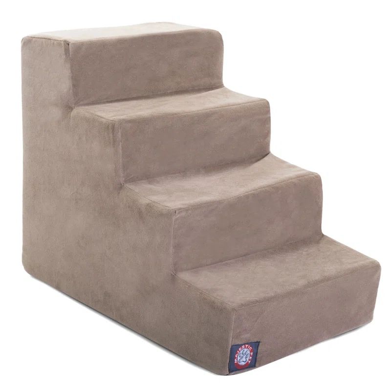 Stone Faux Suede 4-Step Pet Stairs